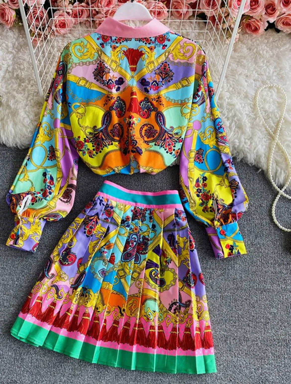 Nolita Floral Pleated Skirt Set
