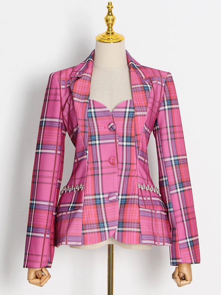 Rose Plaid Blazer