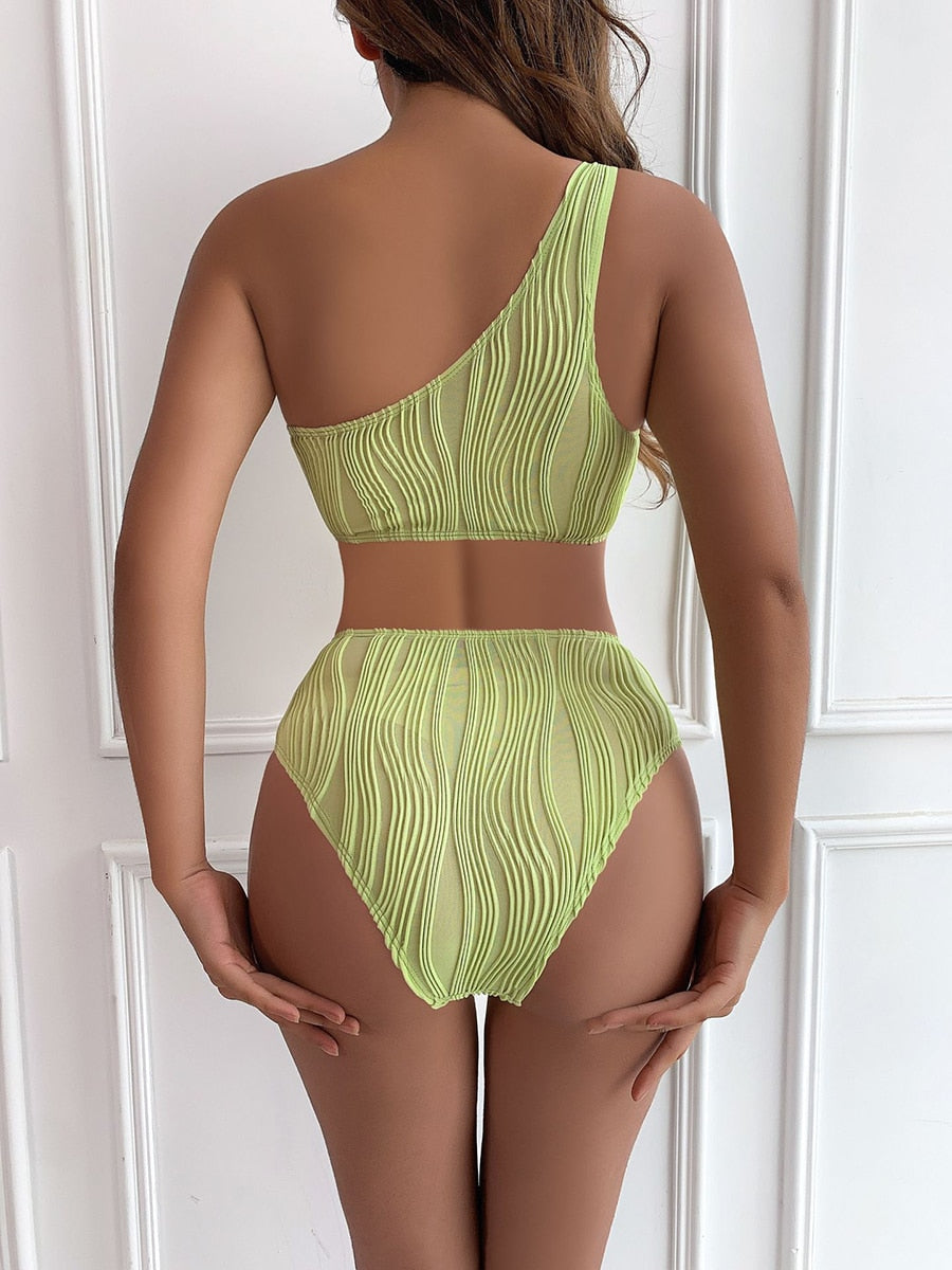 Bali Sexy Rib One Shoulder Cut Out Swimsuit