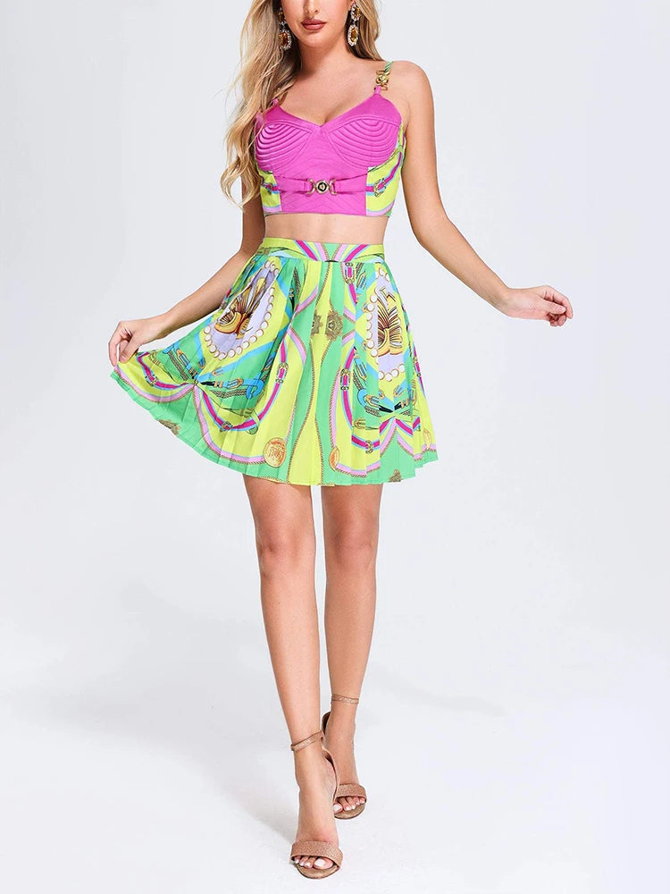 Lavish in Pink Two Piece Crop tank and Skirt Sexy Set