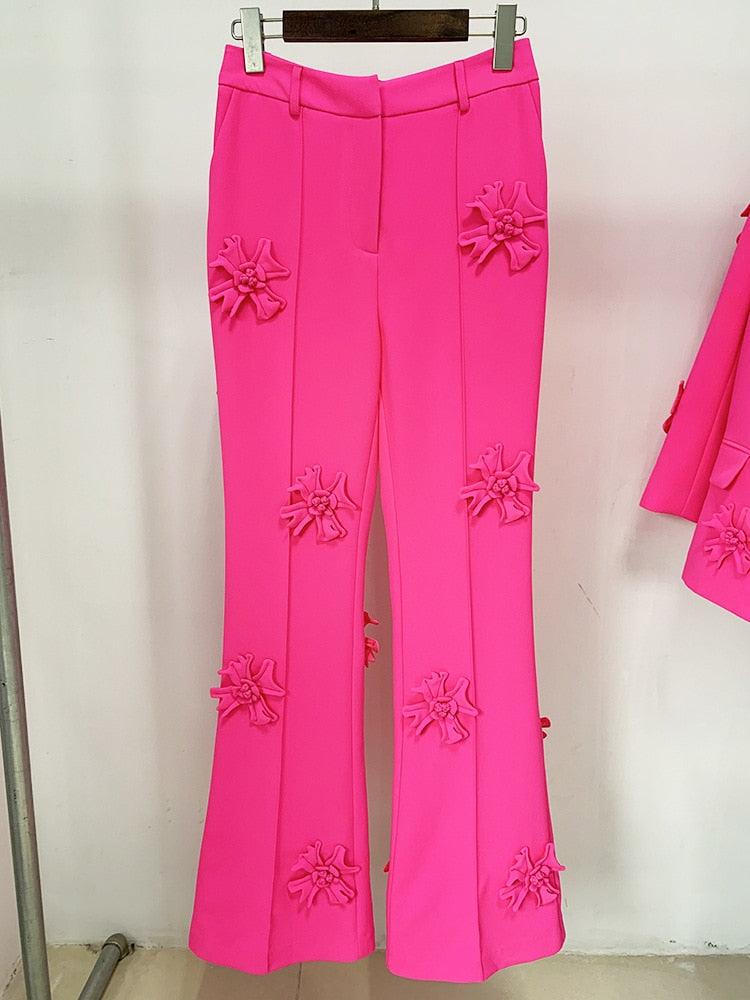 Flower Appliques Long Trousers