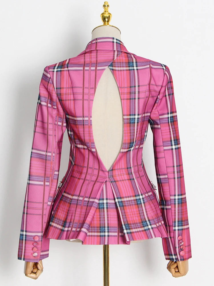 Rose Plaid Blazer