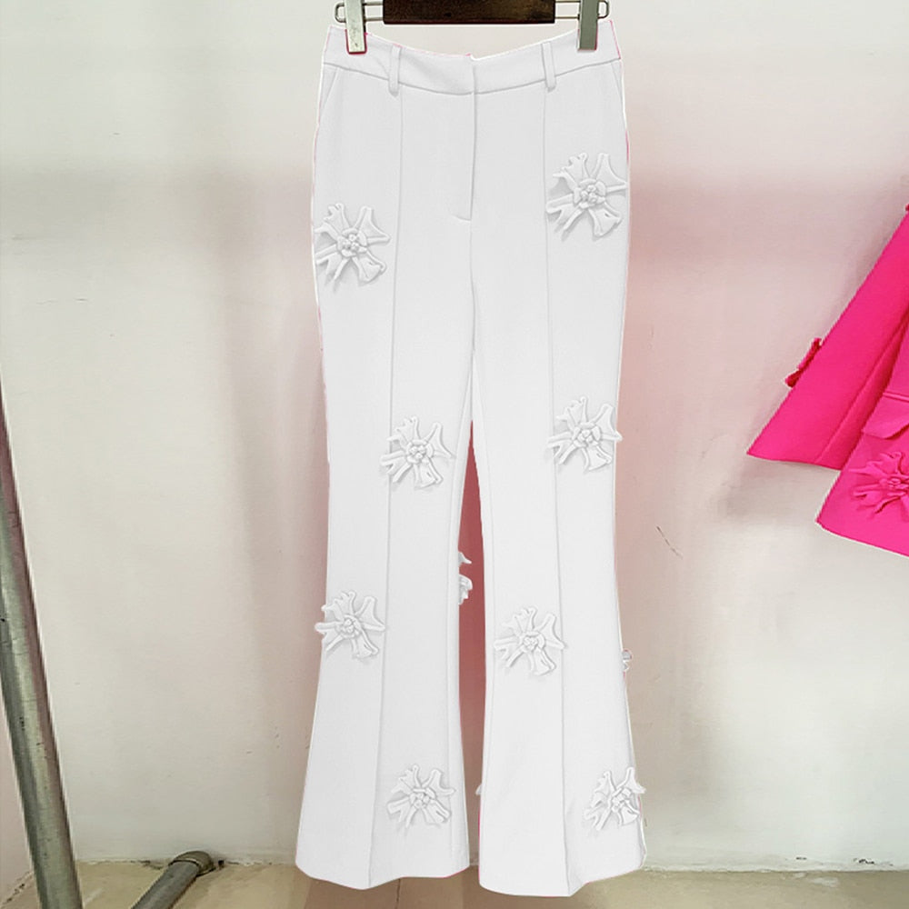 Flower Appliques Long Trousers