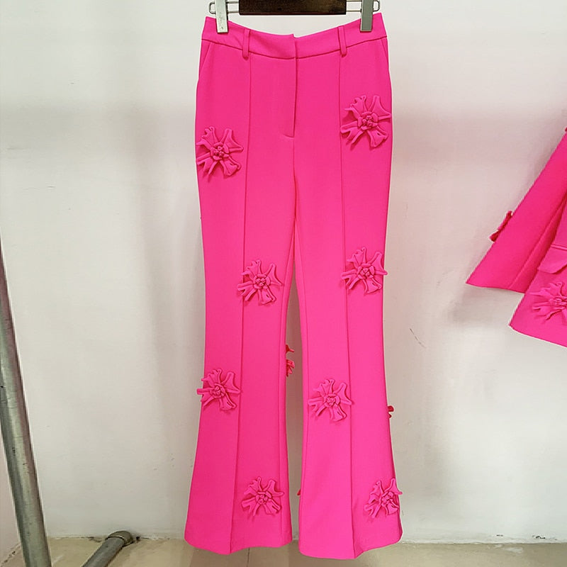 Flower Appliques Long Trousers