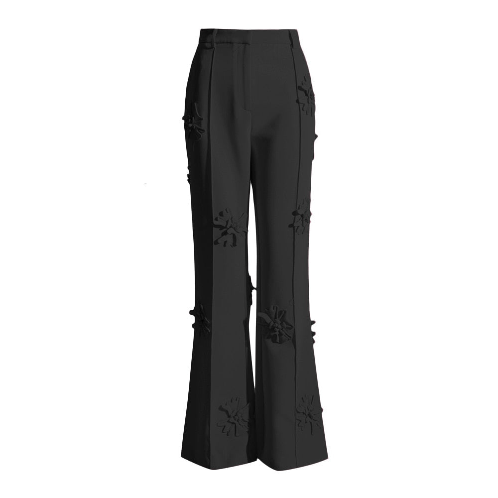Flower Appliques Long Trousers