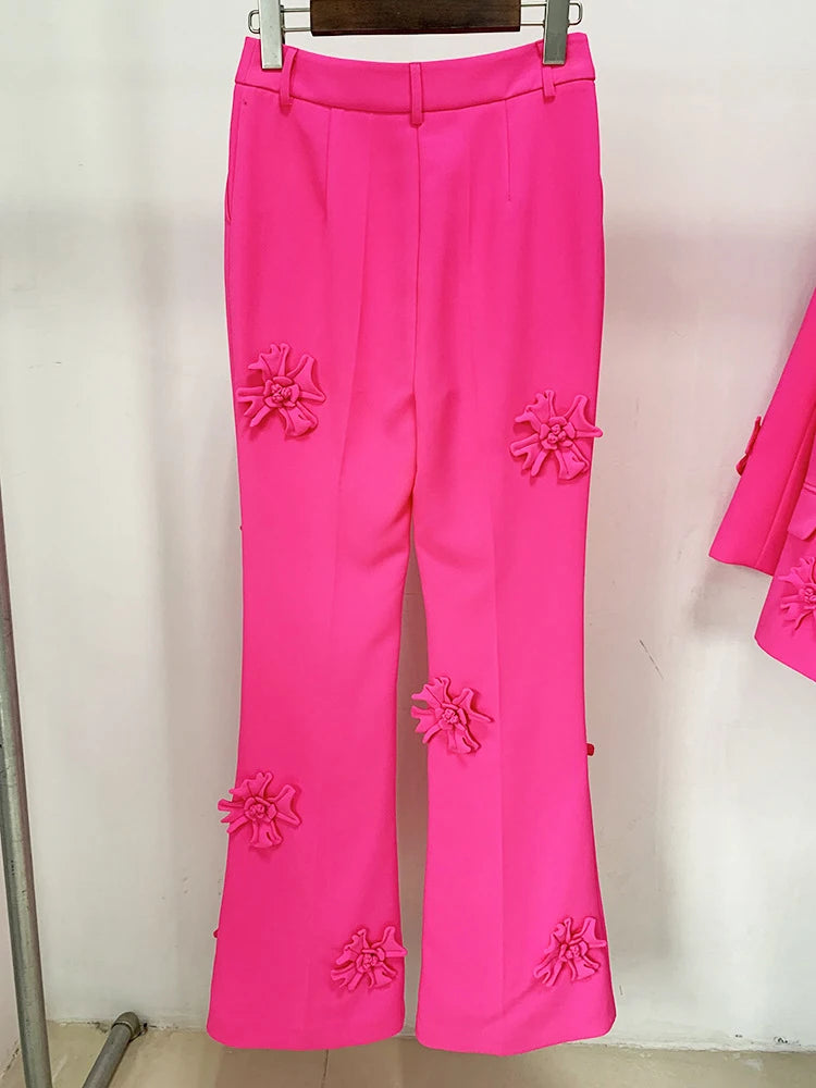 Flower Appliques Long Trousers