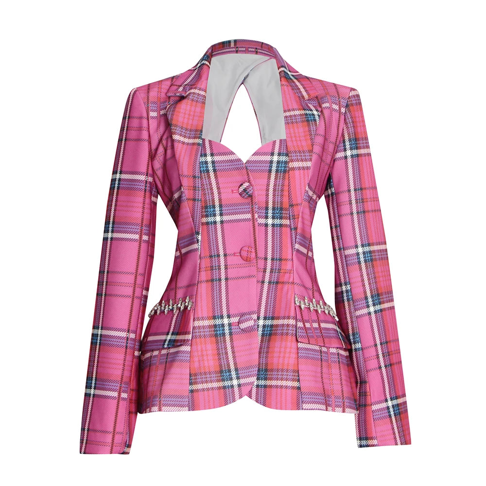 Rose Plaid Blazer