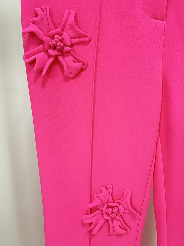 Flower Appliques Long Trousers