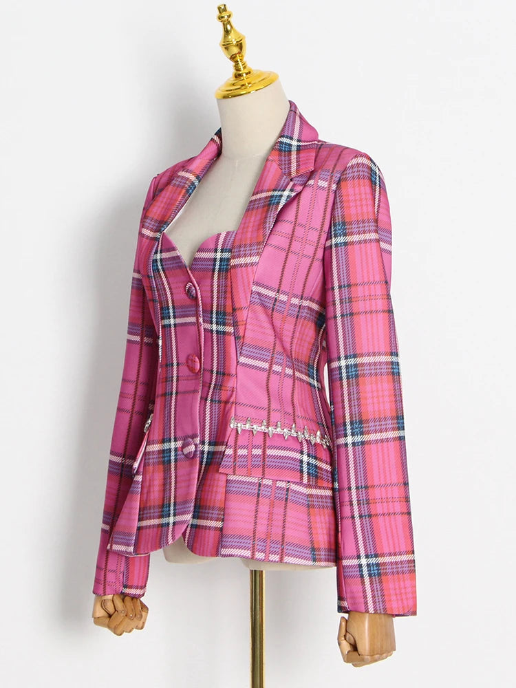 Rose Plaid Blazer