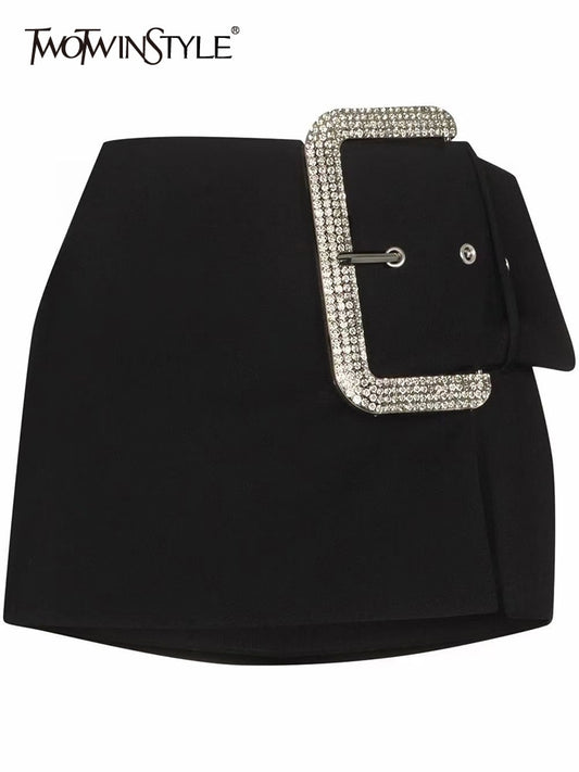 Diamond Buckel Mini Skirt
