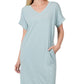 Rolled Short Sleeve V-Neck Dress