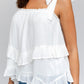 Sleeveless Asymmetrical Hem Line Tiered Top