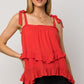 Sleeveless Asymmetrical Hem Line Tiered Top