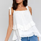 Sleeveless Asymmetrical Hem Line Tiered Top