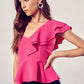 One Shoulder Ruffle Peplum Top