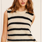 Chunky Stripe Sleeveless Sweater Top