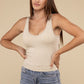 Ribbed Bra Padded V-Neck Tank Top