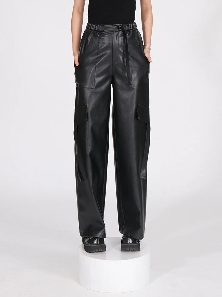 Faux Leather Loose Fit Pants