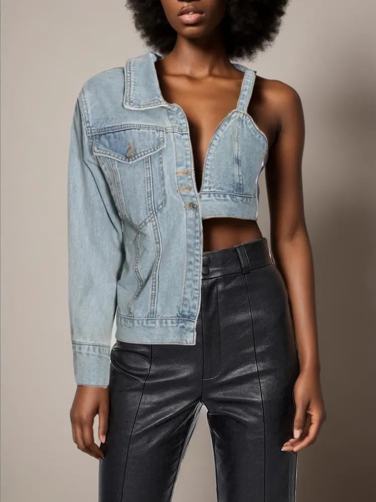 Asymmetrical Denim Jacket