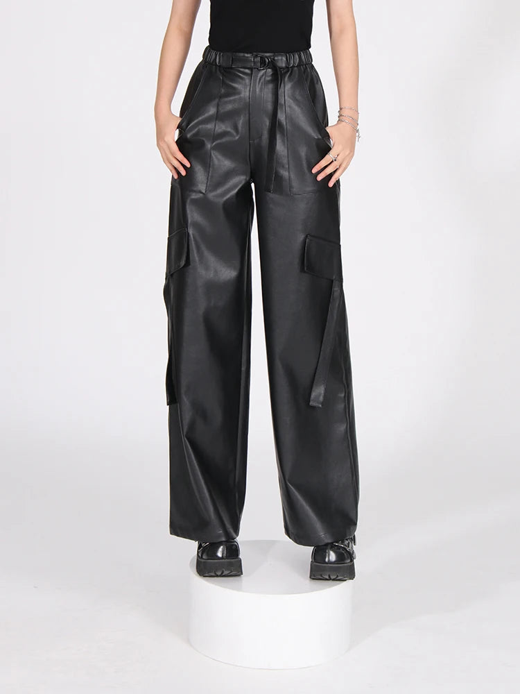 Faux Leather Loose Fit Pants