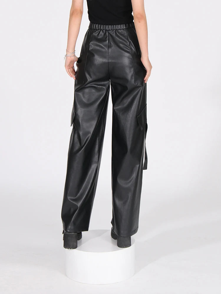 Faux Leather Loose Fit Pants