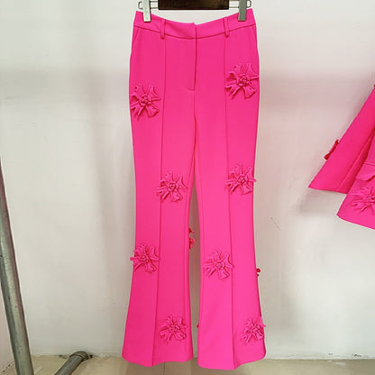 Flower Appliques Long Trousers