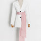 Blazer with Pink Satin Bow Sash