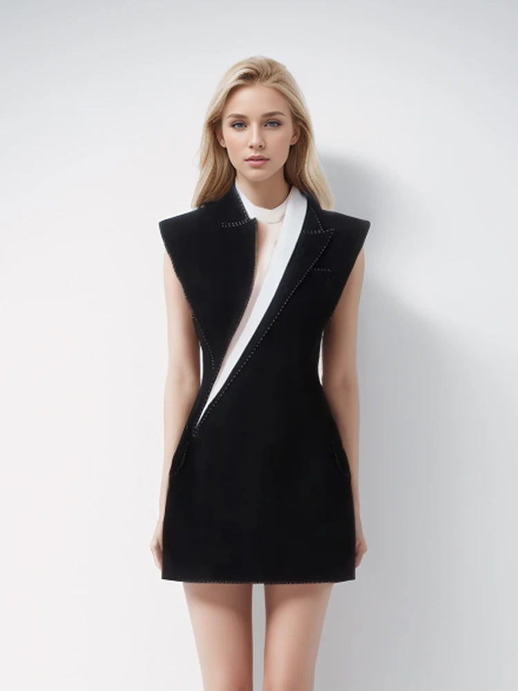 Colorblock SplicedTemperament Dress